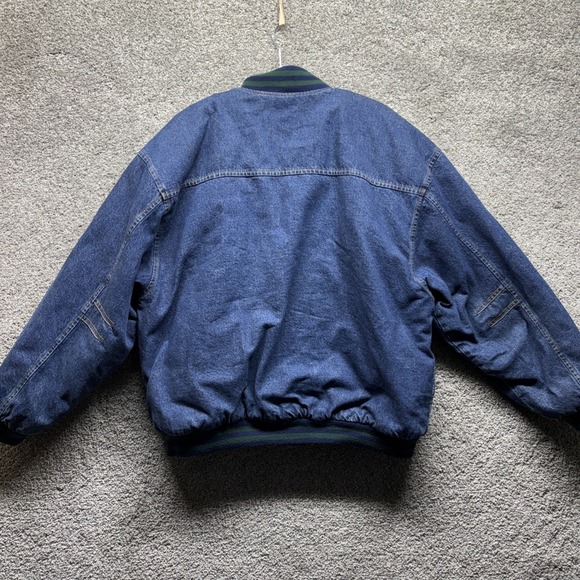 VTG WearGuard Denim Bomber Jacket Mens LARGE Chore Quilted Insulated GP Logo 90s - Picture 10 of 16